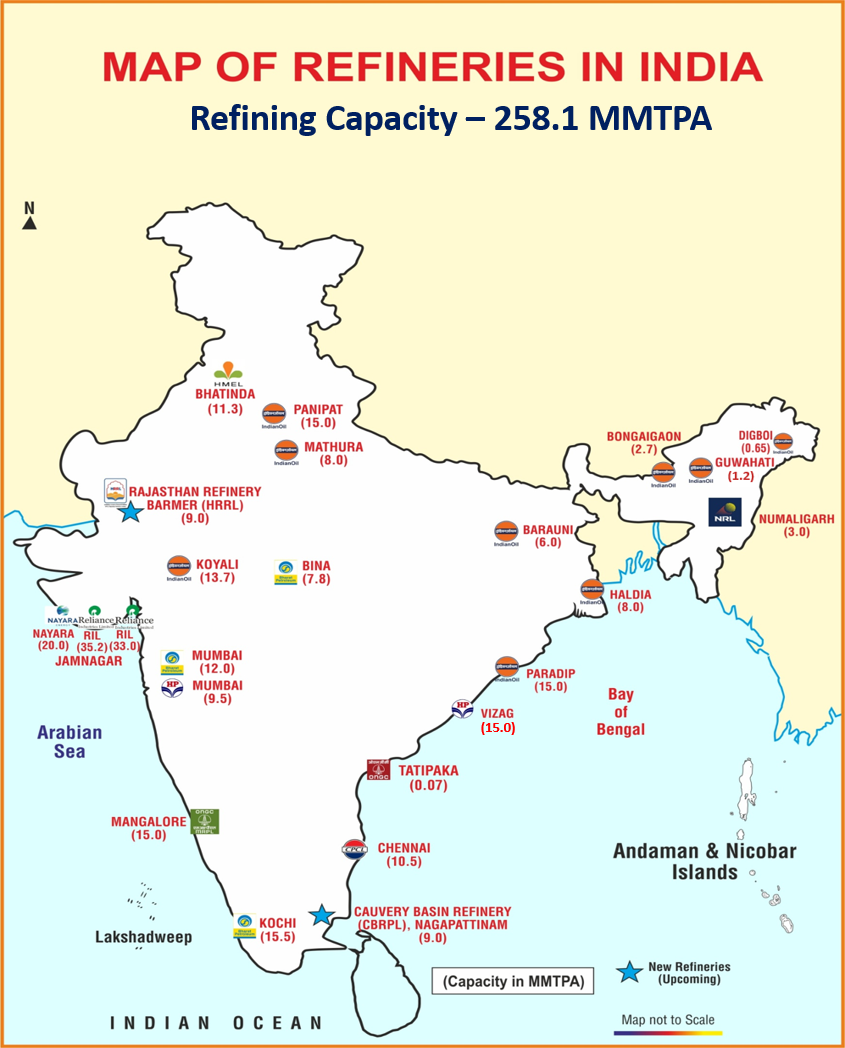 Image of Refineries Location Map
